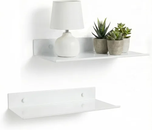 Vista 13 de Z metnal Estantes flotantes pequeños, mini estante de metal para pared, aluminio, montado en la pared y sin taladro, negro, 4.7 pulgadas, paquete