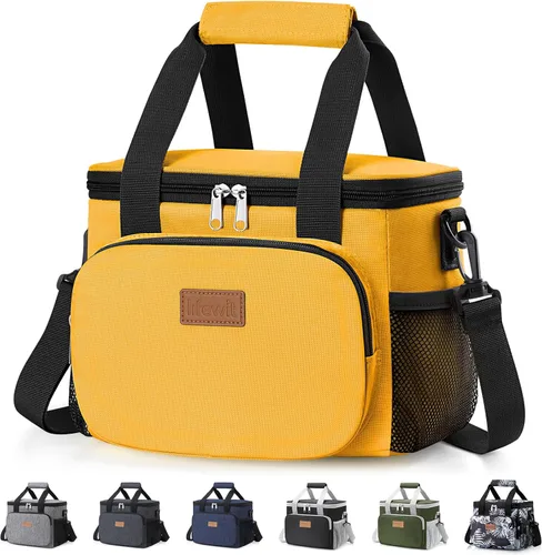 Vista 25 de Lifewit Lonchera mediana aislada, suave y refrigerante, para adultos, hombres y mujeres, color negro, 12 latas (9L)