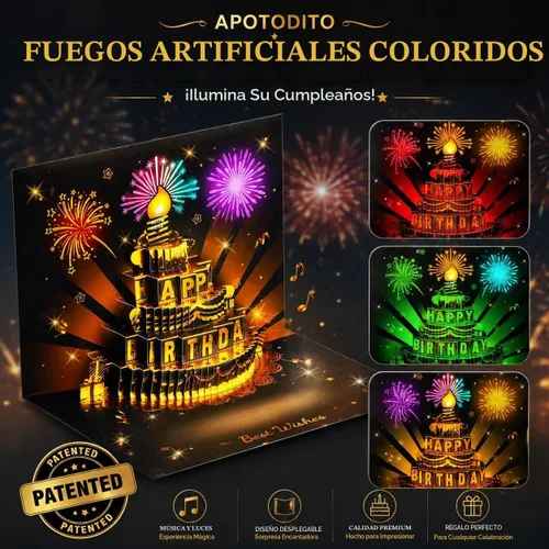 Vista 5 de APOTODITO Tarjetas de cumpleaños para hombres, tarjeta desplegable 3D con música y luz, tarjetas de cumpleaños con vela intercambiable interactiva