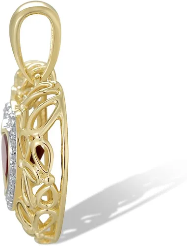 Vista 2 de Santuzza Colgante delicado con forma de corazón de oro macizo de 10 quilates, con diamantes auténticos, sin cadena para mujer