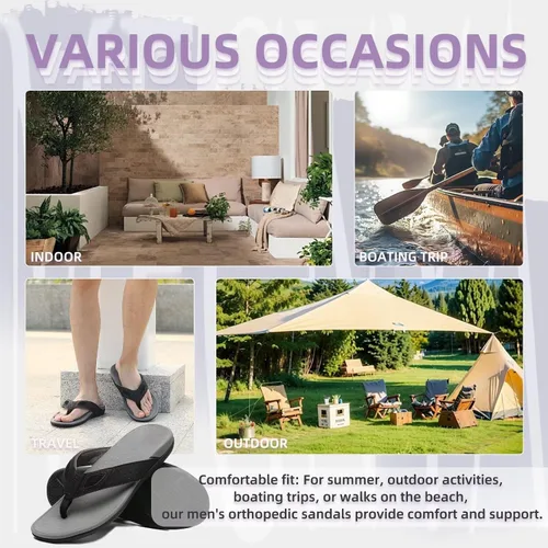 Vista 6 de MEGNYA Sandalias ortopédicas para hombre para fascitis plantar, sandalias atléticas con soporte para el arco, cómodas pantuflas para caminar