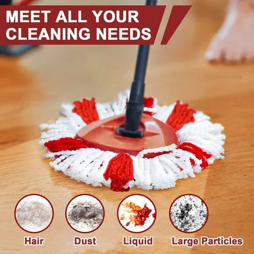 Vista 4 de Repuesto de cabezal de trapeador giratorio, 100% microfibra compatible con O-Cedar Easy Wring Mop Recambio para limpieza profunda, lavable a