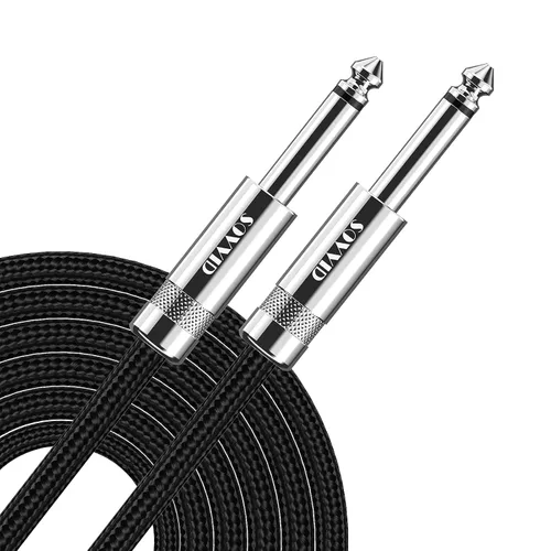 Vista 14 de Paquete de 2 cables de guitarra de 6 pies - Cable de instrumento recto de un cuarto de pulgada, cable de guitarra eléctrica, cables de guitarra