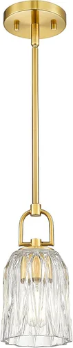 Vista 18 de FEMILA Lámpara Colgante Dorada, Accesorios de Iluminación Colgante de 4", Iluminación para Isla de Cocina, Vidrio Martilleado, Base E26, 4FY86MIL BG