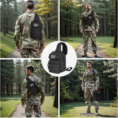 Vista 6 de HAOMUK - Mochila táctica con bandolera militar Rover, mochila al hombro, mochila pequeña EDC, bolsa de pecho cruzada para hombres