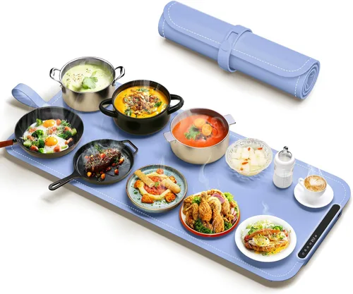 Vista 7 de Tapete de calentamiento para alimentos – Bandeja de calentamiento eléctrica, XXL (36 x 16 pulgadas), tapete calentador de alimentos