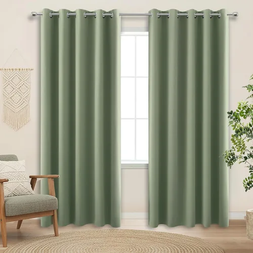 Vista 206 de KOUFALL Cortinas de Baño Aqua para Ventana, Juego de 2 Paneles Decoración Costera Cortinas Cortas Opacas para Ventana Pequeña de Cocina Puerta