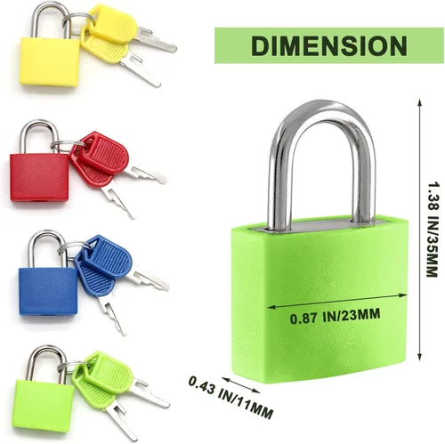 Vista 2 de Litoexpe Juego de 4 cerraduras de maleta con llaves, cerraduras de equipaje pequeñas, candados de metal, cerradura de llave para gimnasio escolar