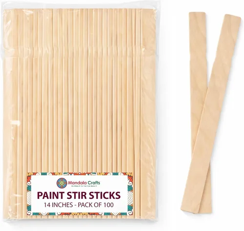 Vista 9 de Mandala Crafts 8 Inch Wooden Sticks Paint Stirrers for Acrylic Epoxy Resin