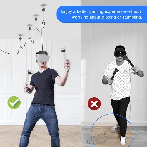 Vista 6 de DEVASO VR Cable Management, 6 Packs VR Pulley System Design for PS VR2Meta QuestOculus QuestRift SValve IndexHTC ViveVive ProVR Accessories, Cord