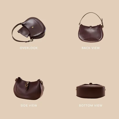 Vista 3 de Bolso Hobo de cuero vegano vintage para mujer, bolso de hombro lunar, bolso cruzado debajo del brazo clásico para mujer