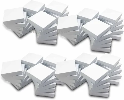 Vista 5 de TheDisplayGuys - Caja de regalo de papel de cartón relleno de algodón #33, color blanco remolino (3.6 x 3.6 x 1.1)