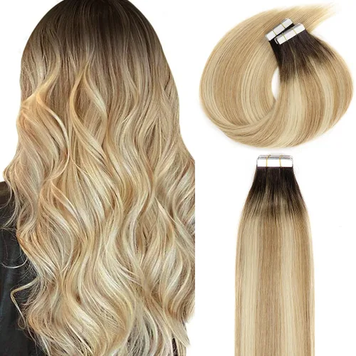 Vista 35 de Lacer Extensiones de cabello humano adhesivas de 12 pulgadas, cinta adhesiva de doble cara para extensiones de cabello de trama cutánea, 20