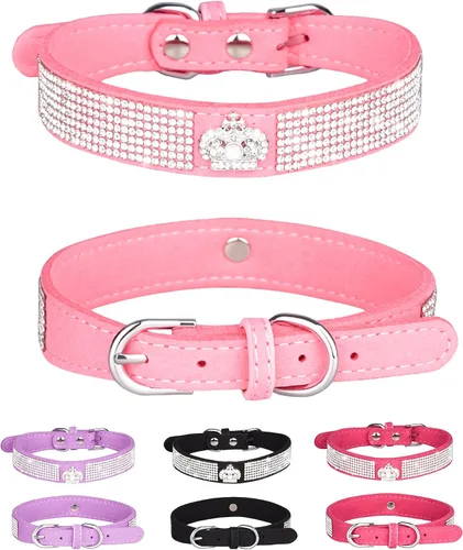 Vista 21 de Bling - Collar de perro para perros pequeños, medianos y grandes, collares de perro con corona de diamantes de imitación para perros hembra y macho