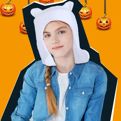 Vista 5 de Jiuguva 2 sombreros de Halloween para adultos, sombreros de animales acogedores, accesorios de disfraz de fiesta de cosplay, sombreros de animales