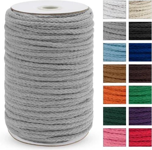 Vista 14 de JeogYong Cuerda trenzada de macramé de 0.197 in x 295 pies, cuerda de algodón trenzada natural de 8 hebras, cuerda de macramé de colores para colgar