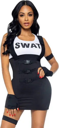 Vista 3 de GTH Mujer Sultry SWAT Policía disfraz vestido sexy disfraz