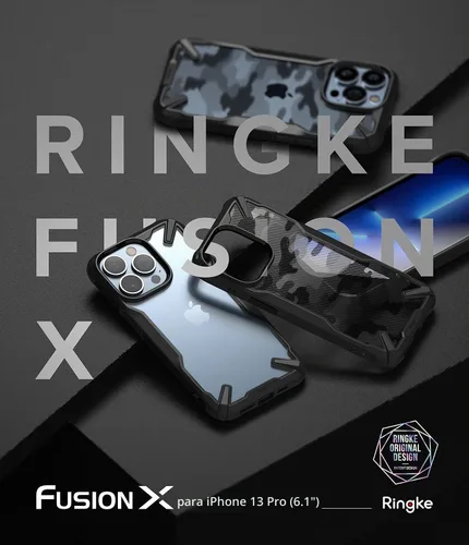 Vista 9 de Ringke Funda para iPhone 13 Pro [Fusion-X Camo Negro]