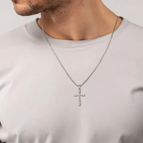 Vista 8 de IceCarats Colgante religioso de oro blanco de 14 quilates con colgante religioso de Jesucristo