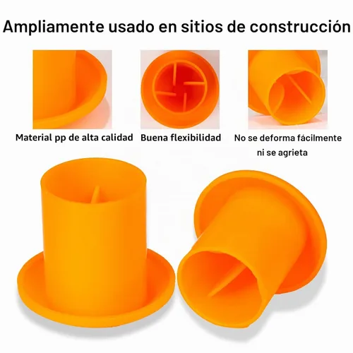 Vista 5 de Tapas de extremo de barra de refuerzo de hongos, tapas de seguridad de plástico para estacas de concreto #3-#7, 3/8-1 pulgada, naranja, 50