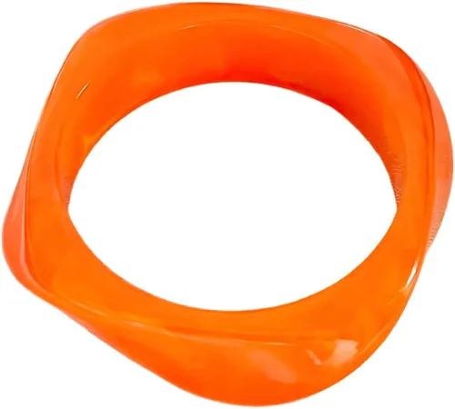 Vista 4 de Fuqimanman2020 Pulsera cuadrada irregular de resina acrílica retro colorida gruesa geométrica para mujer Verde