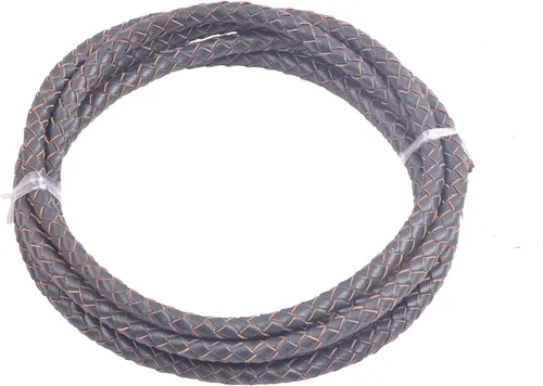 Vista 64 de 2 yardas 8.0mm Cordón redondo de cuero trenzado auténtico marrón antiguo para corbata de bolo