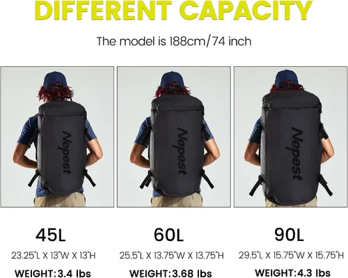 Vista 7 de Nepest Mochila de lona grande, 3 vías resistente al agua, bolsa de lona para gimnasio con compartimento para zapatos para deportes, entrenamiento