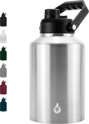 Vista 19 de BJPKPK Botella de agua aislada de un galón (128 onzas), de acero inoxidable, apta para lavavajillas, jarra sin BPA con mango ergonómico y parte