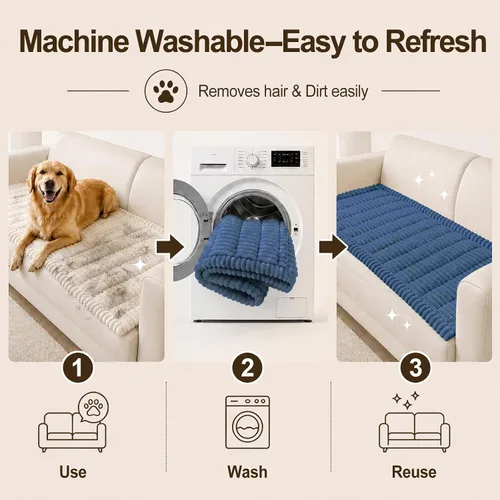 Vista 24 de decorUhome Funda de sofá para perros, funda antideslizante y mullida para sofá, para asiento, respaldo y reposabrazos, protector de sofá suave