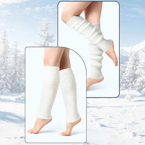 Vista 4 de Passionbility Calentadores de piernas para mujer, calentadores de piernas de los años 80, calcetines largos de punto acanalado para deportes