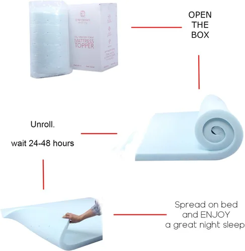 Vista 6 de Empyrean Bedding Mattress Topper - 3 Inch Memory Foam Mattress Topper, Gel Infused Cooling Mattress Pad, California King Size.