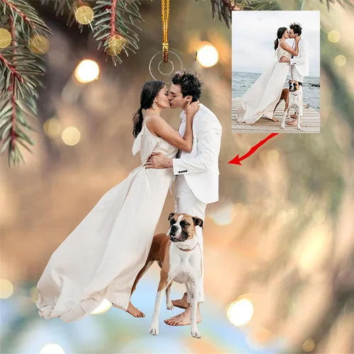 Vista 9 de Adorno de Árbol de Navidad Personalizado, Adorno de Forma Plana con Foto Personalizada, Adornos Acrílicos Planos 2D, Adornos Acrílicos con Foto