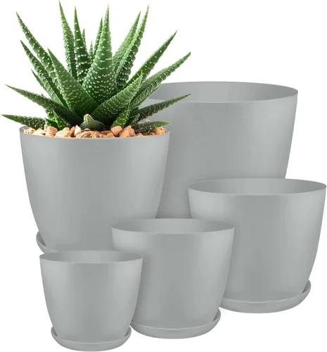 Vista 26 de Utopia Home - Macetas de Interior con Drenaje - Macetas de Flores de 7/6.6/6/5.3/4.8 Pulgadas para Plantas de Interior - Juego de 5 Macetas