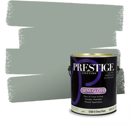 Vista 215 de Prestige Paints - Pintura exterior e imprimación en uno, 1 galón, plano, compatibilidad comparable con el color menta «Whipped Mint» de Behr
