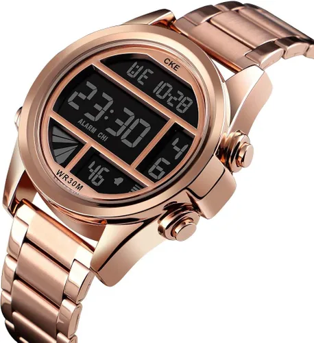 Vista 3 de CKE Reloj digital para hombre con esfera grande y alarma de cronómetro