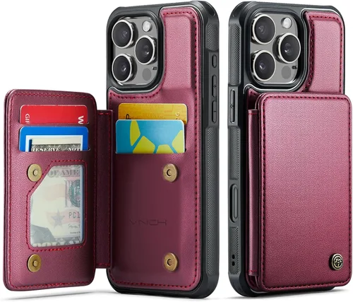 Vista 58 de Vinich for iPhone XR Wallet Case with Card Holder, Black RFID Blocking Credit Slots, Kickstand, Shockproof Flip Phone Cover, PU Leather, Double