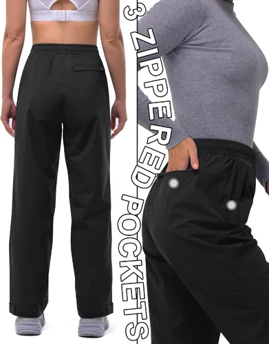 Vista 2 de 33,000ft Women's Rain Pants Lightweight Breathable Waterproof Pants Soft Windproof Overall Rain Pants for Hiking, Golf