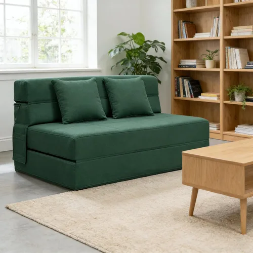 Vista 12 de ANONER Sofá cama plegable de espuma viscoelástica con almohada, tamaño Verde oscuro