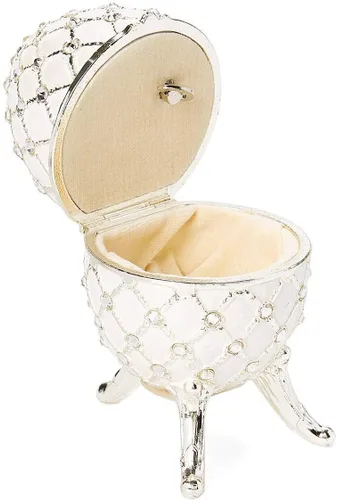 Vista 2 de Splendid Pearly White Egg Shaped Musical Jewelry Box with Playing A Time for Us