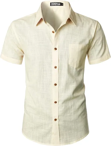 Vista 16 de ZEROYAA Camisas casuales de algodón ligero con botones para hombre aguamarina (Aqua Sky)