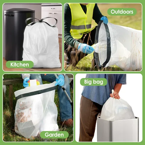 Vista 28 de Bolsas de basura de 7 galones, 100 unidades, bolsas de basura con cordón resistentes de Teivio, bolsas para papeleras de baño, bolsas de plástico