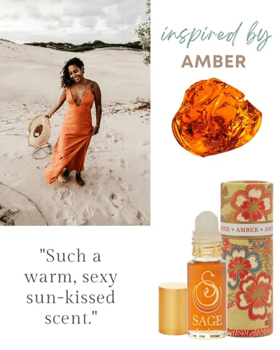 Vista 3 de Ámbar salvia, perfume rollon, aceite de ámbar, aceite esencial de almizcle, almizcle de vainilla, mini perfumes para mujeres, fragancias
