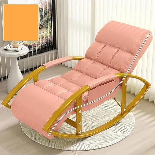 Vista 13 de Large Adjustable Reclining Rocking Chair Set with Footrest for Living Room and BalconyComfortable Outdoor Indoor Seating Solution,Amarillo-Golden