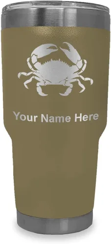 Vista 9 de LaserGram Vaso aislado al vacío de 20 onzas, cangrejo, grabado personalizado incluido (camuflaje verde)