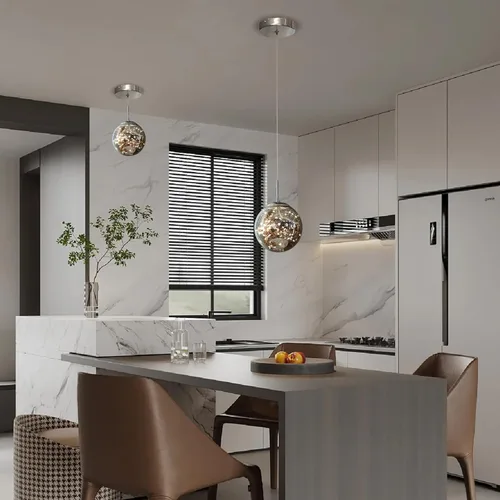 Vista 4 de Lámparas colgantes modernas para isla de cocina, lámpara colgante esférica, pequeño candelabro colgante de cristal para dormitorio, entrada, sala
