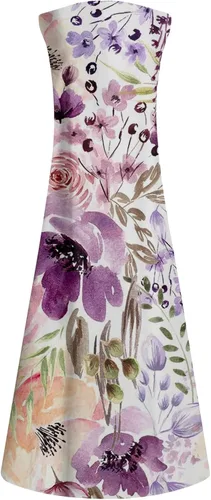 Vista 2 de TREBIN Vestido largo sin mangas con cuello en V y estampado clásico para mujer