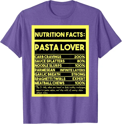 Vista 10 de Pasta Lover Nutrition Facts: The Ultimate Carb Connoisseur's T-Shirt Negro
