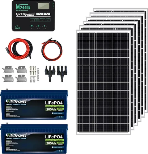 Vista 14 de ExpertPower Kit de energía solar de 3.8KWH 12V LiFePO4 12V 100Ah, paneles solares de 600 W, controlador de carga solar MPPT de 40 A RV