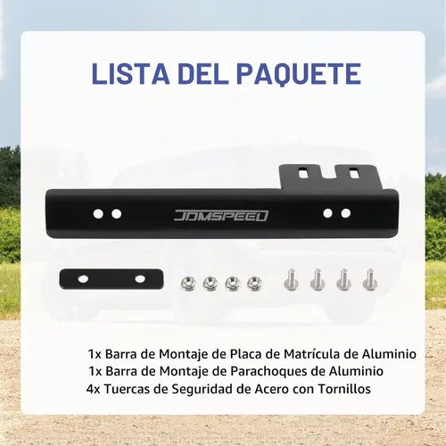 Vista 6 de JDMSPEED Barra Soporte de Reubicación para Placa de Matrícula en Parachoques Delantero Negro