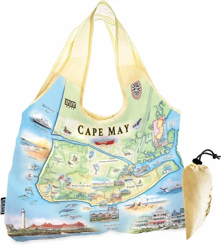Vista 25 de Xplorer Maps Bolsa con asas – Bolsa de compras reutilizable para comestibles, plegable y lavable de nailon, resistente y compacta
